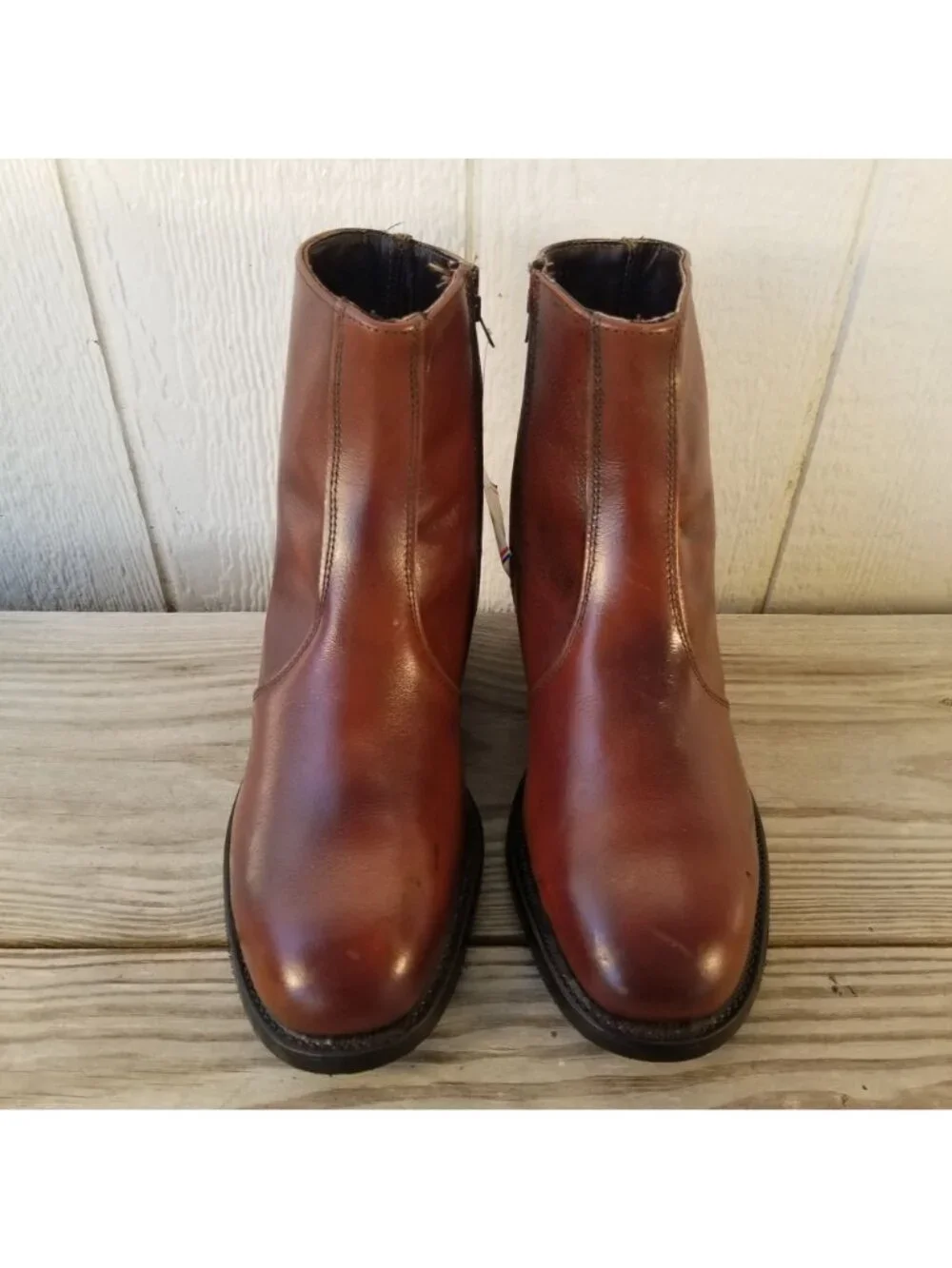 Lehigh Classic Mens Brown Leather Ankle Side Zip Boots Steel Toe 9 E 1785 USA